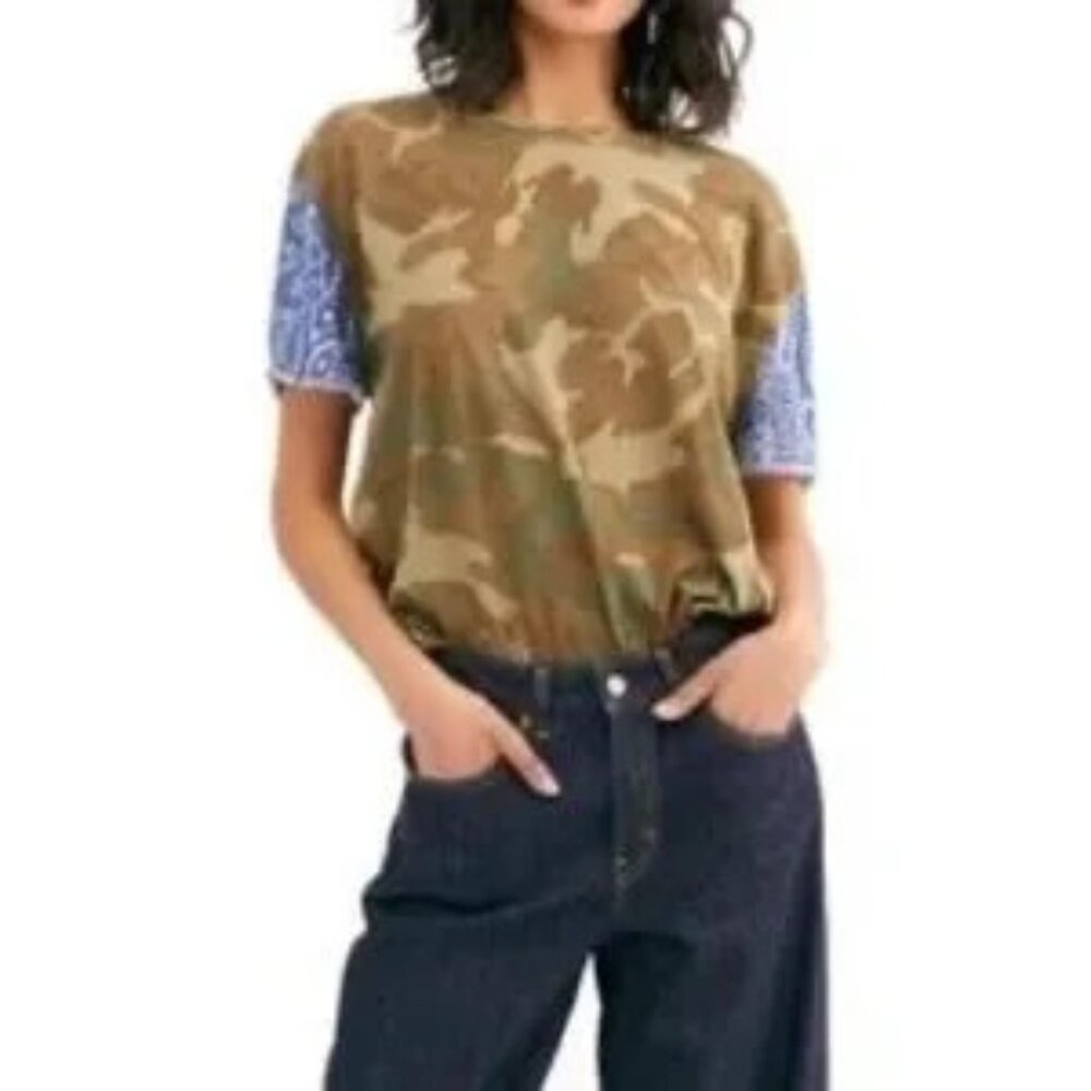Free People We The Free‎ Green Camo Print Clarity Tee